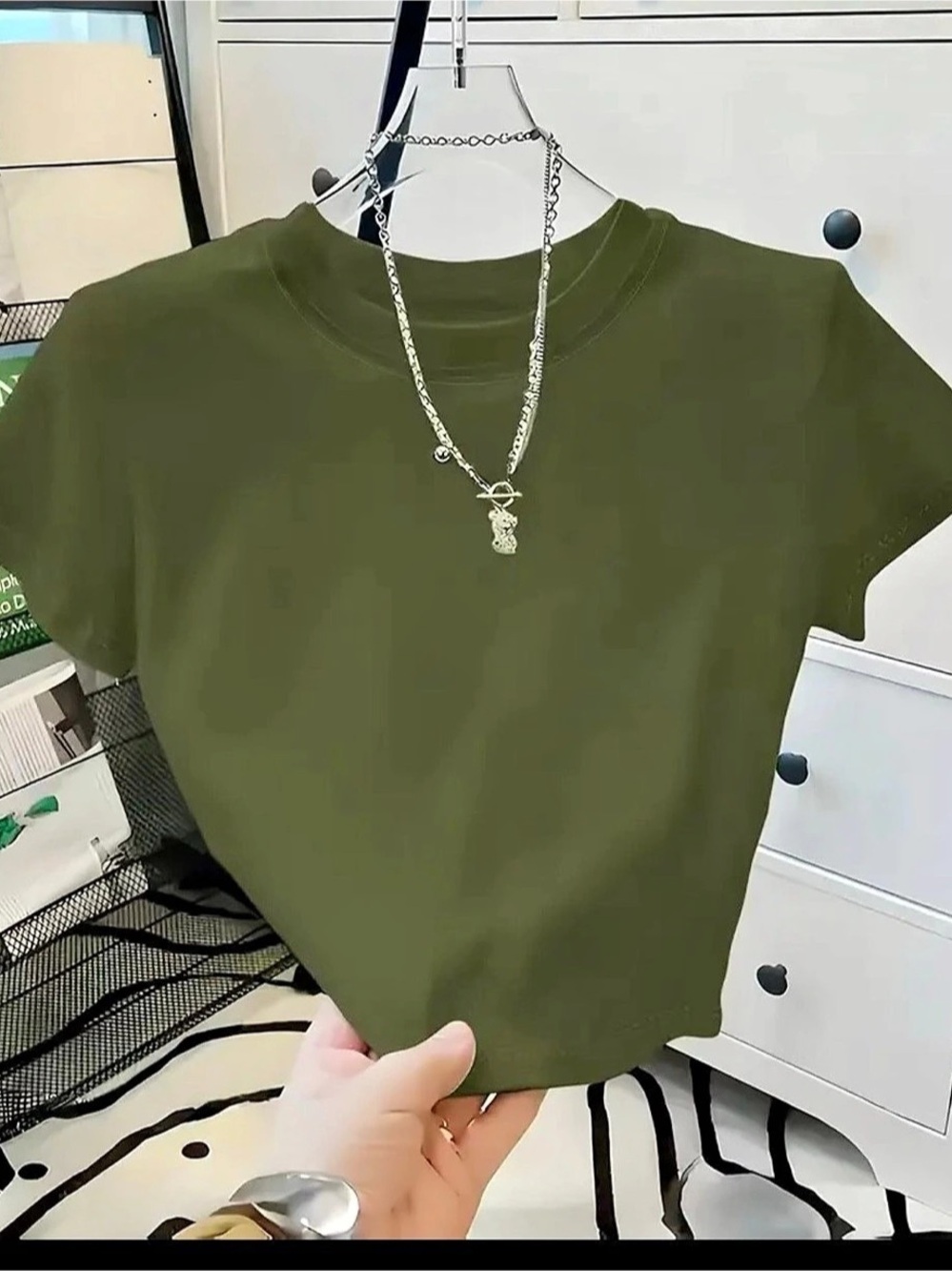 Women's Green Short Sleeve Top